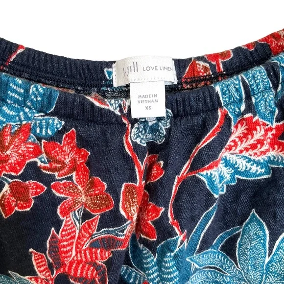J Jill Sarasa Wide Leg Crop Pant + Ruffle Linen Top Tropical Print Co-or… - Picture 15 of 16